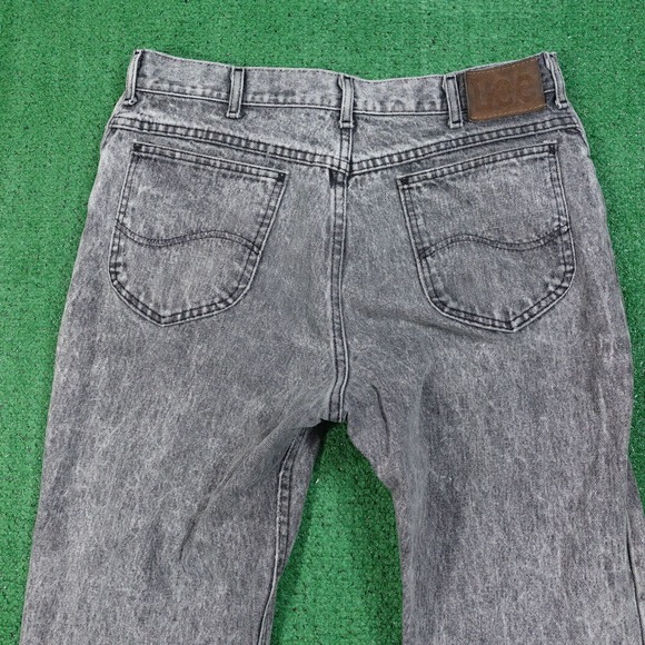 VINTAGE LEE USA MADE CHARCOAL WASH GREY DENIM BLUE JEANS 36X32 (33X30) - Picture 14 of 16